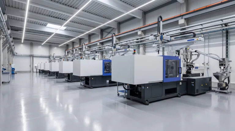 Injection molding machines with robotic part removal