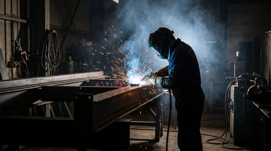 Metal fabrication welding with sparks
